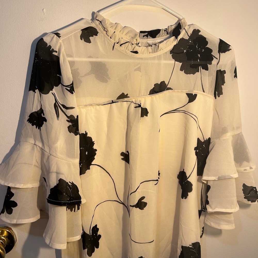 High neck flounce sleeve blouse
